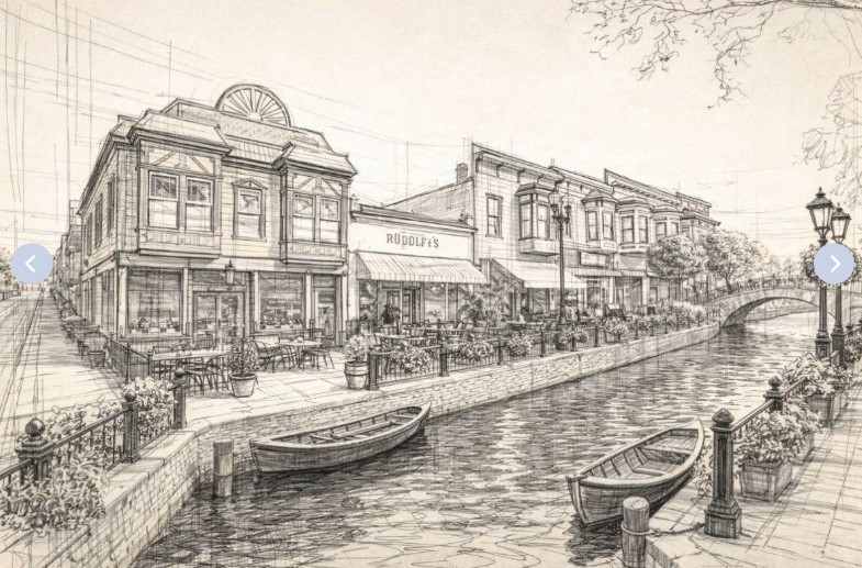 Lighthouse Avenue canal after concept sketch