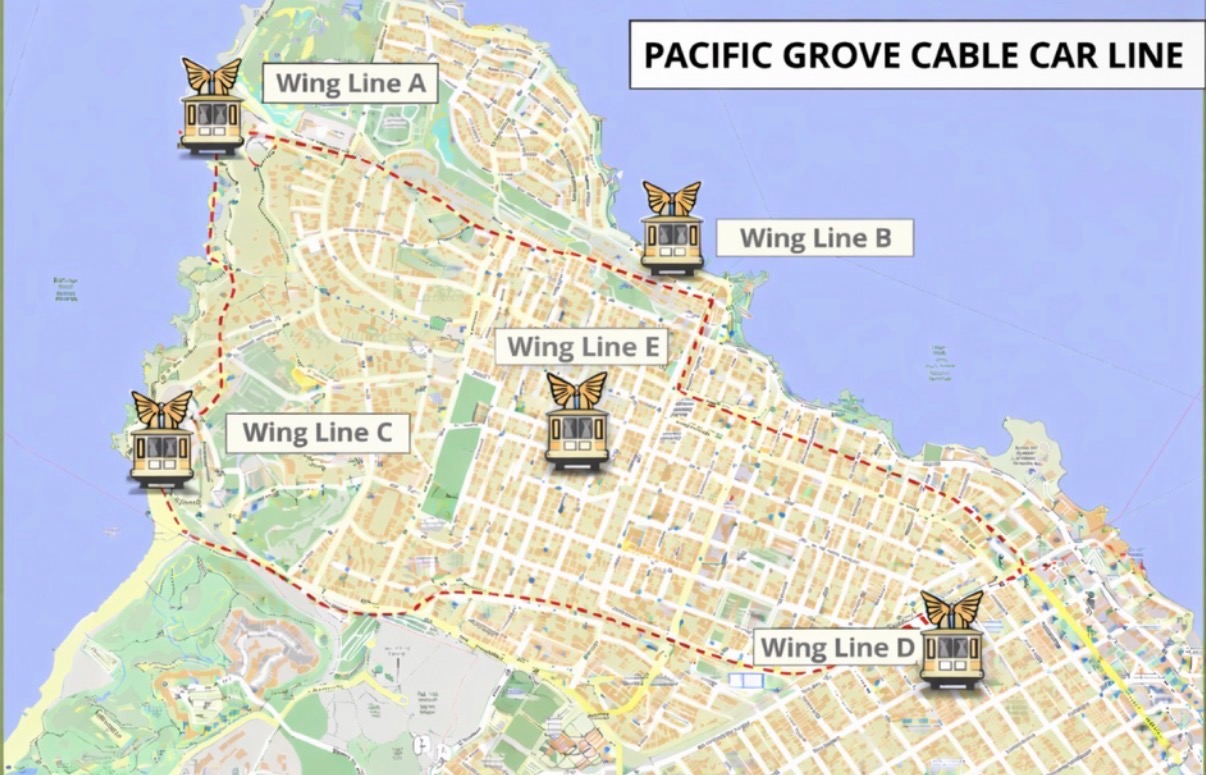 Pacific Grove cable car Wing Lines map